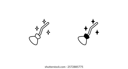 broom icon with white background vector stock illustration