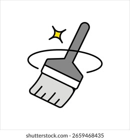 Ícone de vassoura com fundo branco vetor ilustração stock