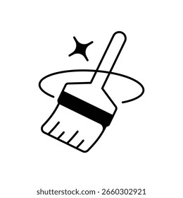 Ícone de vassoura com fundo branco vetor ilustração stock
