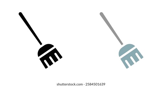 Broom icons pack in black and colored version