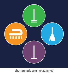 Broom icons set. set of 4 broom filled icons such as broom, mop