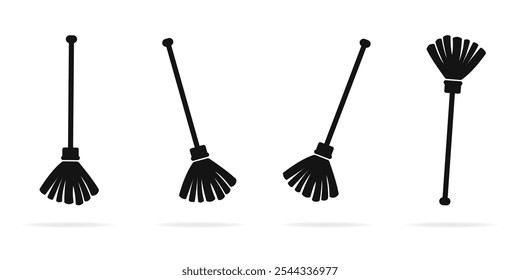 Broom icons set. Cleaning sign vector