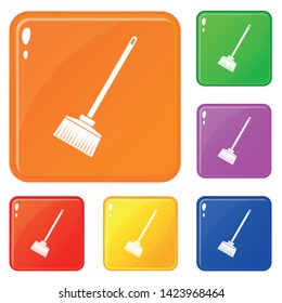 Broom icons set collection vector 6 color isolated on white background