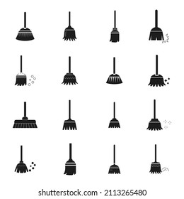 broom icons set . broom pack symbol vector elements for infographic web