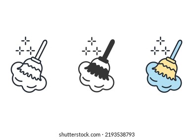 Broom icons  symbol vector elements for infographic web