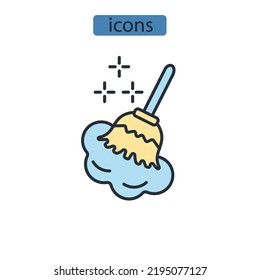 Broom icons  symbol vector elements for infographic web