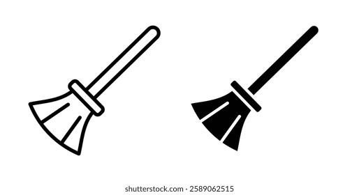 Broom icons thin line illustrations designs
