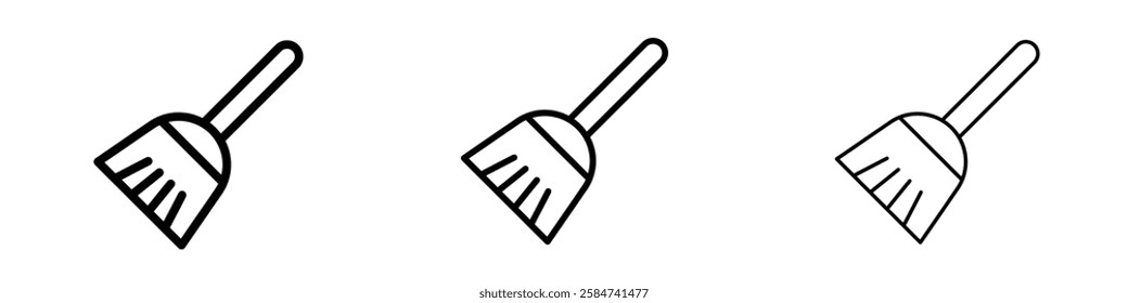 Broom icons in three different stroke lines