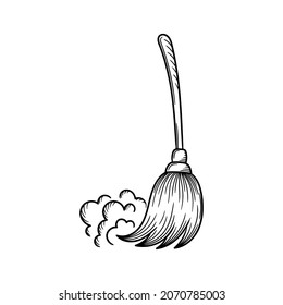 broom illustration hand drawn isolated design