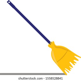 Broom, illustration, vector on white background.