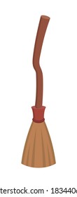 A broom isolated on white background, cleaning tools, farm tools, cartoon comic vector illustration