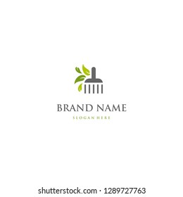 Broom Leaf Equipment Cleaning Abstract Creative Business Modern Logo