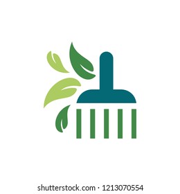 Broom Leaf Equipment Cleaning Creative Abstract Business Logo