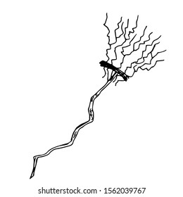 Broom. Line drawing. Vector illustration.