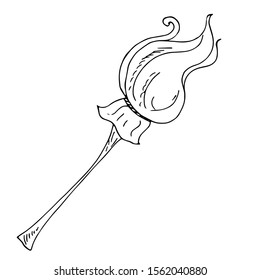 Broom. Line drawing. Vector illustration.