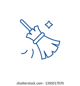 Broom line icon concept. Broom flat  vector symbol, sign, outline illustration.