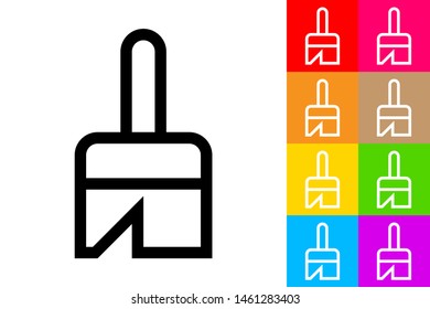 Broom. Line Icon With Different Color Background.