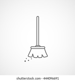 Broom Line Icon On White Background