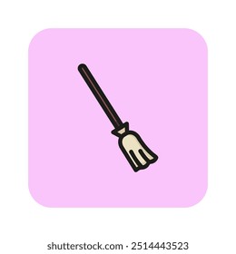 Broom line icon. Sweeping, attribute, housework. Witchcraft concept. Can be used for topics like cleaning, sabbath, Halloween