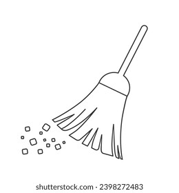 Icono de línea de la sala, ilustración vectorial. Diseño plano. ilustración de icono de escoba vectorial aislada en icono blanco, escoba. iconos de escoba diseño gráfico símbolos vectores