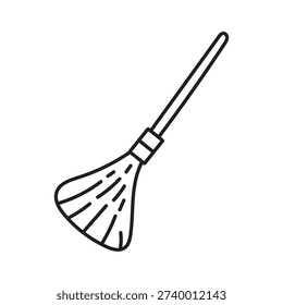Broom Line Icon, Vector Illustration.