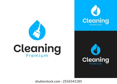 Broom logo with brush design template for cleaning service vector symbol illustration