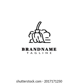 icono de la plantilla de diseño de dibujos animados del logotipo de la escoba ilustración vectorial moderna