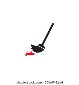 Broom logo design icon vector template with white background