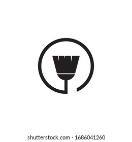 Broom logo design icon vector template with white background