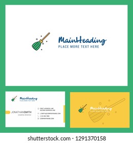 Broom Logo design with Tagline & Front and Back Busienss Card Template. Vector Creative Design