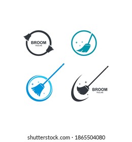 Broom logo vector icon illustration design 