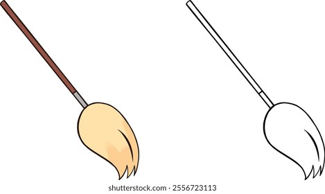 a broom with a long handle on a transparent background and colored lines