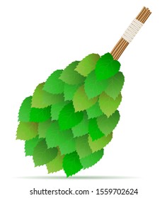 broom made of birch branches for a bath or sauna vector illustration isolated on white background