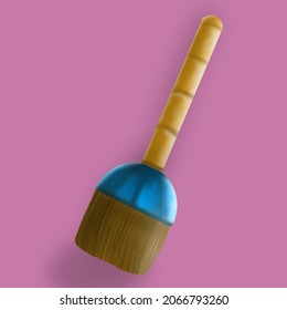 broom made from twigs on a long wooden handle. vector illustration. tool for cleaning isolated on white background. Witches broom stick.broom for cleaning. 