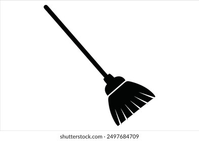 Broom magic. A vehicle for the witch. Element of witchcraft. Symbol of magic. Tattoo broomstick or print for Halloween or all saints ' day. Vector