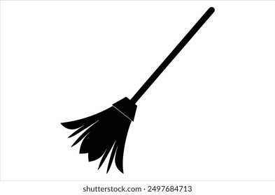 Broom magic. A vehicle for the witch. Element of witchcraft. Symbol of magic. Tattoo broomstick or print for Halloween or all saints ' day. Vector