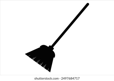 Broom magic. A vehicle for the witch. Element of witchcraft. Symbol of magic. Tattoo broomstick or print for Halloween or all saints ' day. Vector