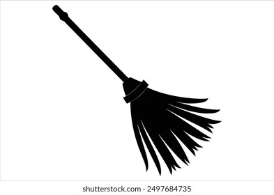 Broom magic. A vehicle for the witch. Element of witchcraft. Symbol of magic. Tattoo broomstick or print for Halloween or all saints ' day. Vector