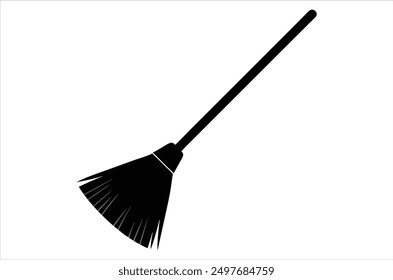 Broom magic. A vehicle for the witch. Element of witchcraft. Symbol of magic. Tattoo broomstick or print for Halloween or all saints ' day. Vector