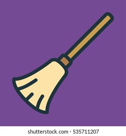 Broom Minimal Color Flat Line Stroke Icon Pictogram Symbol Illustration