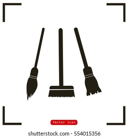 broom and a mop. Cleaning icon