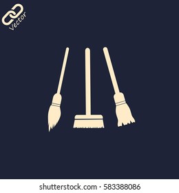 broom and a mop. Cleaning icon