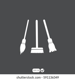 broom and a mop. Cleaning icon