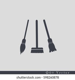 broom and a mop. Cleaning icon