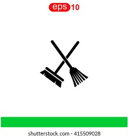 Broom and mop icon.