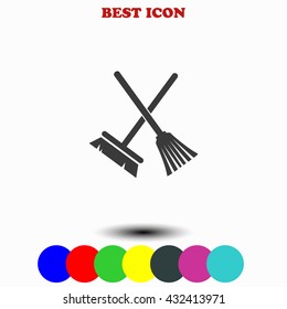 Broom And Mop Icon. 