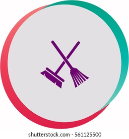 Broom and mop  icon. Vector design.
