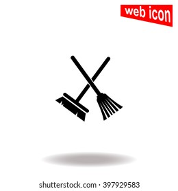 A broom and a mop. Universal icon to use in web and mobile UI