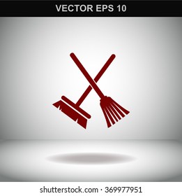 A broom and a mop vector icon.
