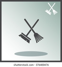 A broom and a mop vector icon.